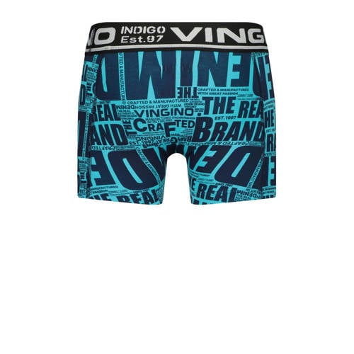 VINGINO boxershort Paper Text set van 3 donkerblauw grijs melange Jongens Stretchkatoen 170 176
