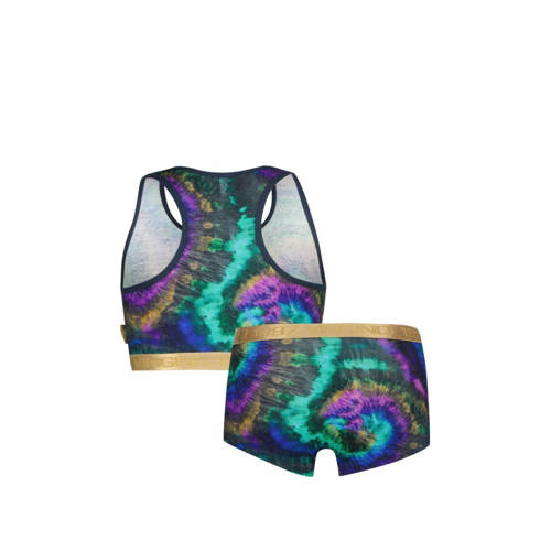 VINGINO bh top + short tie dye groen lila zwart Meisjes Stretchkatoen Ronde hals 110 116