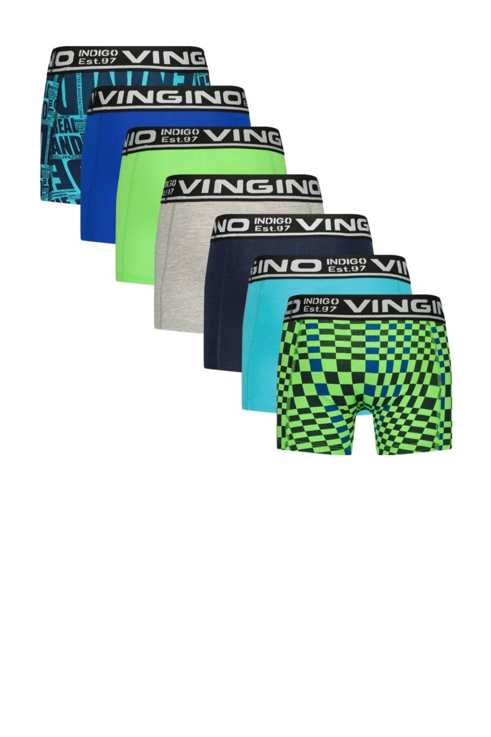 Vingino boxershort Graphic set van 7 blauw multicolor kleertjes