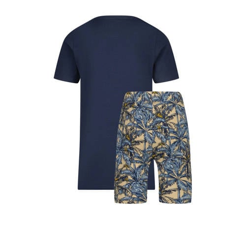 VINGINO shortama Wander donkerblauw beige Jongens Stretchkatoen Ronde hals 146 152