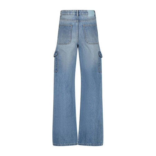 VINGINO wide leg jeans Cato Cargo light vintage Blauw Meisjes Denim Effen 164