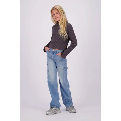 VINGINO wide leg jeans Cato Cargo light vintage Blauw Meisjes Denim Effen 164