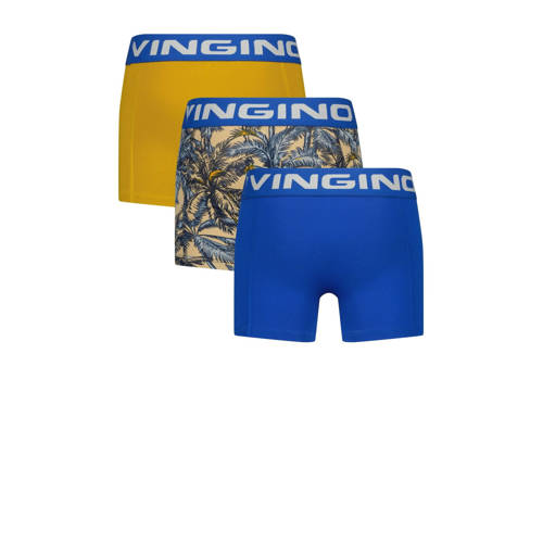 VINGINO boxershort Palm blue set van 3 helderblauw blauw geel Jongens Stretchkatoen 170 176