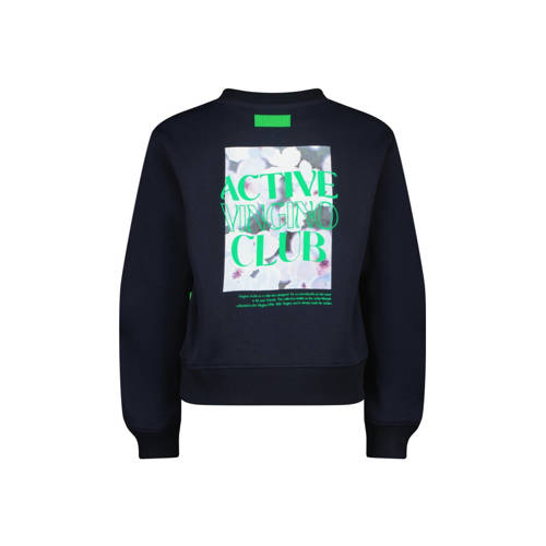 VINGINO sweater Nadya met backprint diep donkerblauw Backprint 116