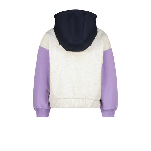 VINGINO hoodie Nelke lichtgrijs melange zwart lila Sweater Meerkleurig 140