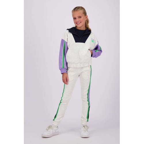 VINGINO hoodie Nelke lichtgrijs melange zwart lila Sweater Meerkleurig 140