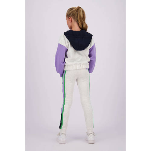 VINGINO hoodie Nelke lichtgrijs melange zwart lila Sweater Meerkleurig 140