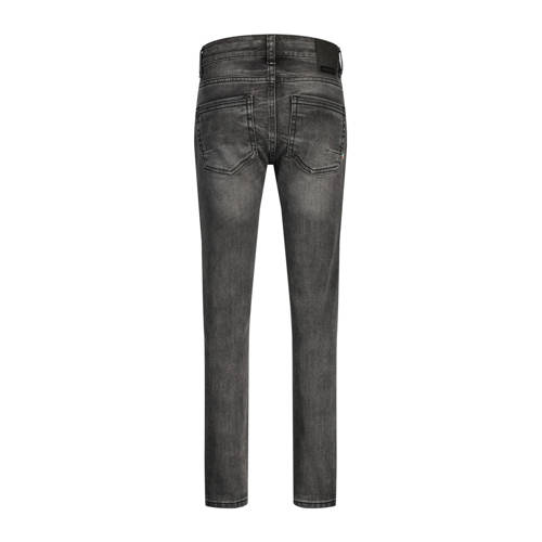 VINGINO skinny jeans Anzio washed black Zwart Jongens Stretchdenim Effen 134