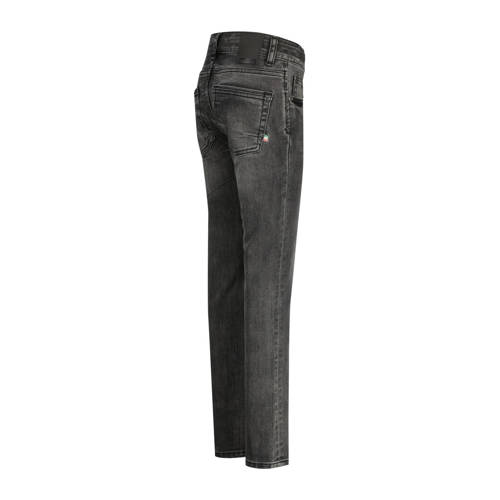 VINGINO skinny jeans Anzio washed black Zwart Jongens Stretchdenim Effen 134