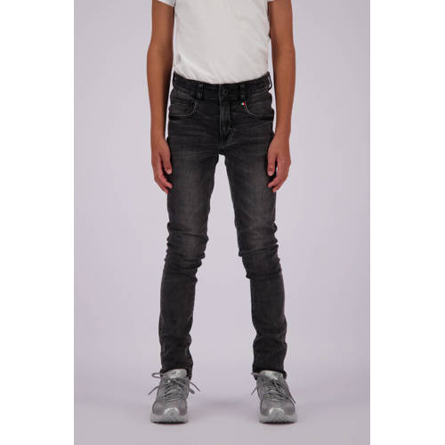 VINGINO skinny jeans Anzio washed black Zwart Jongens Stretchdenim Effen 134