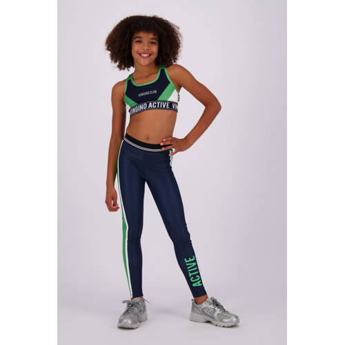 VINGINO sporttop Grace diep donkerblauw neongroen Meisjes Polyester Ronde hals 152