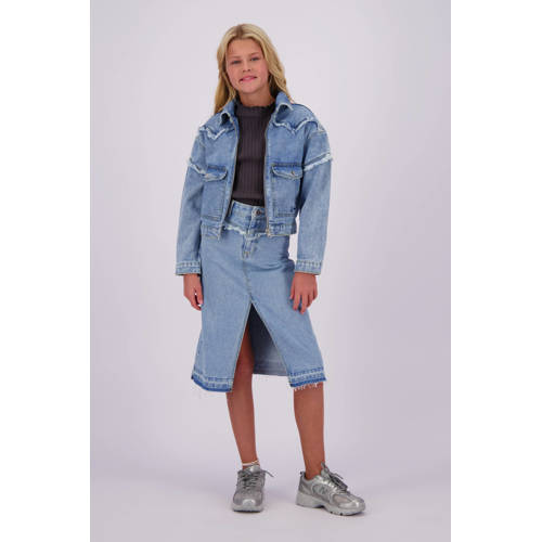 VINGINO spijkerjas Tanja light vintage Blauw Meisjes Denim Klassieke kraag 116