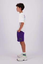 thumbnail: Paarse jongens Vingino regular fit sweatshort Race van polyester met elastische tailleband met koord en effen