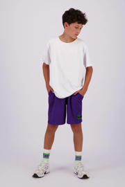 thumbnail: Paarse jongens Vingino regular fit sweatshort Race van polyester met elastische tailleband met koord en effen