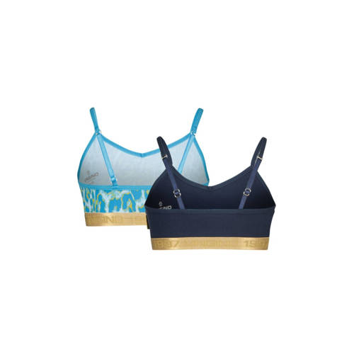 VINGINO bh top Animal set van 2 lichtblauw donkerblauw Meisjes Stretchkatoen 134 140