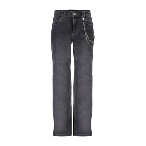 Frankie&Liberty high waist straight leg jeans black denim Zwart Effen