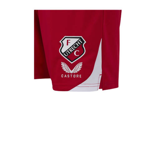 Castore Junior FC Utrecht voetbalshort Thuis Sportbroek Rood Jongens Meisjes Polyester 116 128