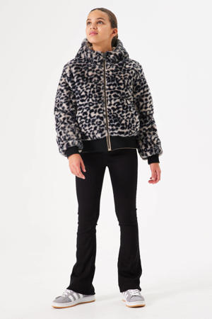 imitatiebont winterjas met panterprint beige/zwart