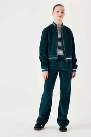 corduroy high waist loose fit broek petrol
