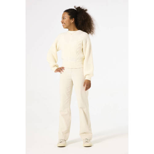 Garcia corduroy high waist loose fit broek ecru Effen - maat 152 afbeelding