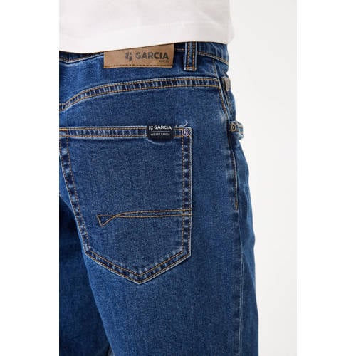 Garcia straight fit jeans dark used Blauw Jongens Stretchdenim Effen 128