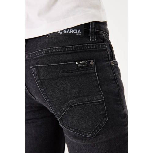 Garcia slim fit jeans dark used Zwart Jongens Stretchdenim Effen 128