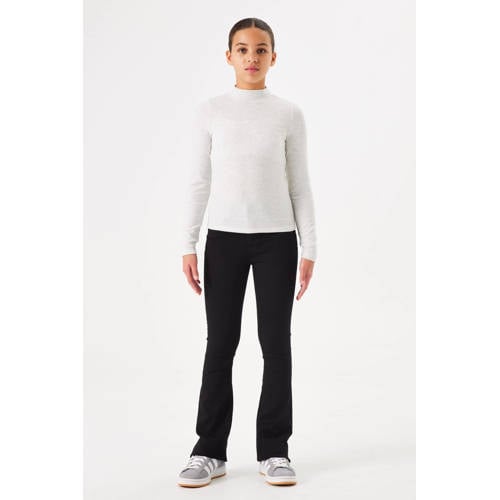 Garcia high waist flared jeans rinsed Zwart Meisjes Stretchdenim Effen 128