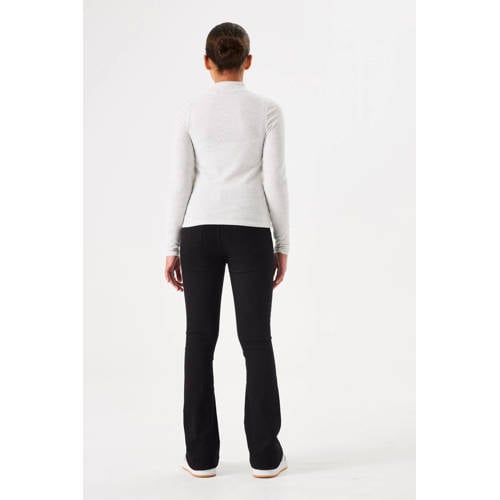 Garcia high waist flared jeans rinsed Zwart Meisjes Stretchdenim Effen 128