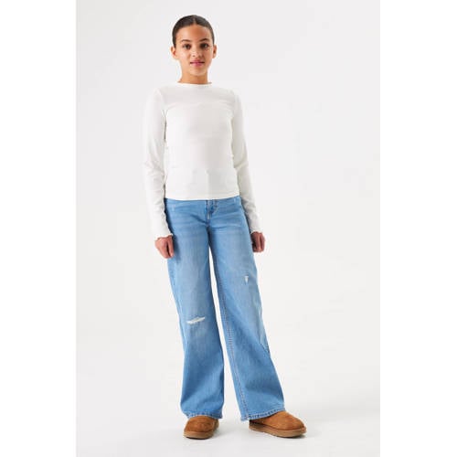 Garcia high waist wide leg jeans medium used Blauw Meisjes Stretchdenim 128