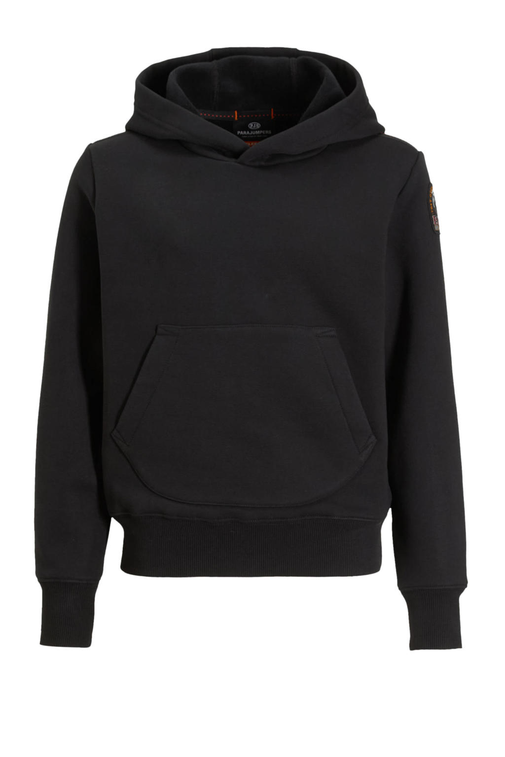 Zwarte jongens Parajumpers hoodie van katoen met effen, lange mouwen en ronde hals