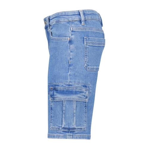America Today cargo short medium blue denim Korte broek Blauw Effen 170 176