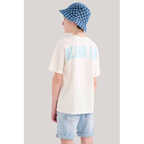 Shoeby T-shirt met printopdruk ecru Jongens Katoen Ronde hals Backprint 134 140