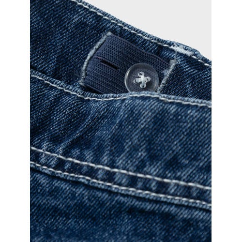 name it KIDS straight fit jeans NKMRYAN dark blue denim strong Blauw Effen 170