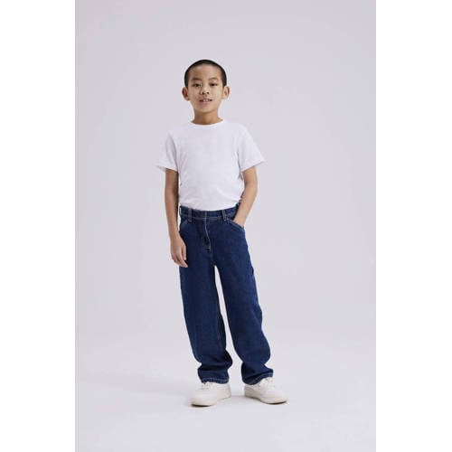 name it KIDS straight fit jeans NKMRYAN dark blue denim strong Blauw Effen 170