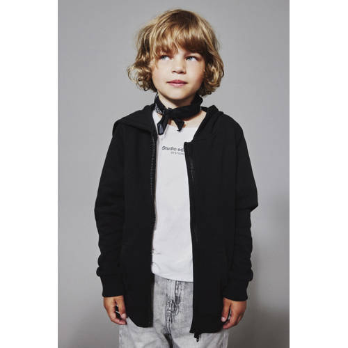 NAME IT KIDS sweatvest NKMNESWEAT zwart Effen - maat 104 afbeelding