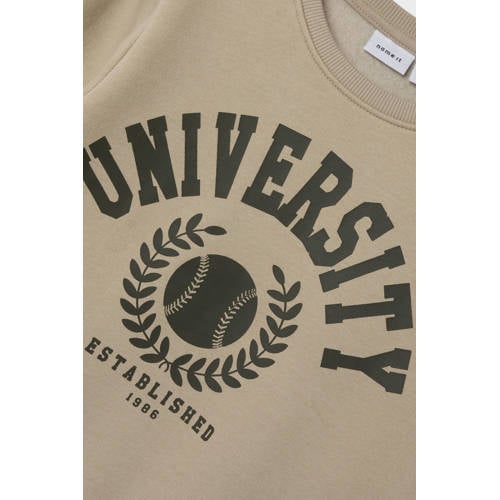 name it KIDS sweater NKNTILLE met printopdruk beige Printopdruk 122 128