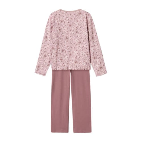 name it KIDS pyjama met bloemdessin paars mauve Meisjes Stretchkatoen Ronde hals 134 140