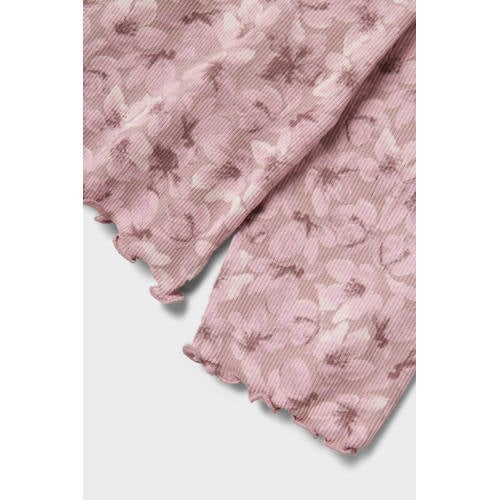 name it KIDS pyjama met bloemdessin paars mauve Meisjes Stretchkatoen Ronde hals 134 140