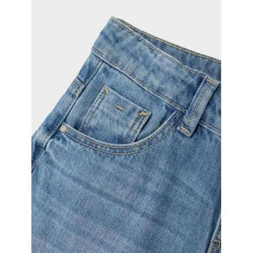 name it KIDS wide leg jeans NKFROSE medium blue denim Blauw Effen 122