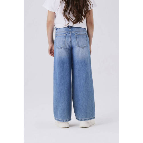 name it KIDS wide leg jeans NKFROSE medium blue denim Blauw Effen 122