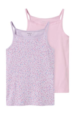 singlet NKFSTRAP TOP DOT - roze/lila (set van 2)