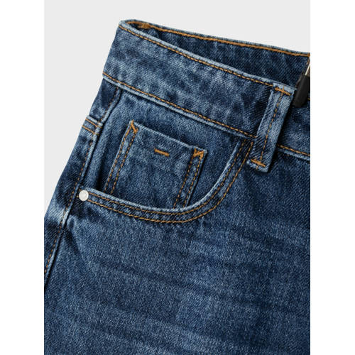 name it KIDS wide leg jeans NKFROSE dark blue denim Blauw Effen 116