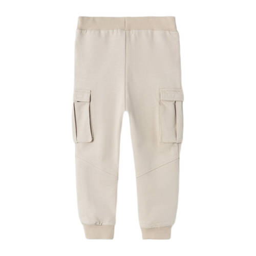 name it MINI joggingbroek NMNOLI beige Jongens Sweat Effen 110