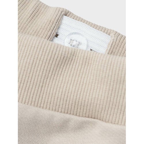name it MINI joggingbroek NMNOLI beige Jongens Sweat Effen 110