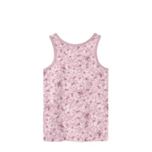 name it MINI hemd NMFTANK TOP FLOWER set van 2 mauve Paars Meisjes Stretchkatoen Ronde hals 104