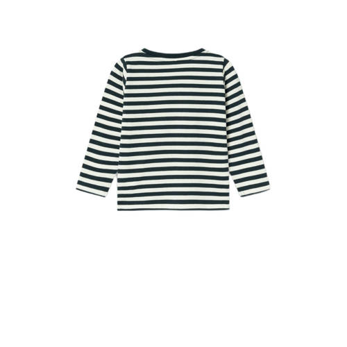 name it MINI gestreepte longsleeve NMMSALMO donkerblauw wit Jongens Katoen Ronde hals 86