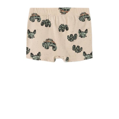 name it MINI boxershort NMMTIGHTS MONSTER TRUCK set van 3 beige groen Jongens Stretchkatoen 92