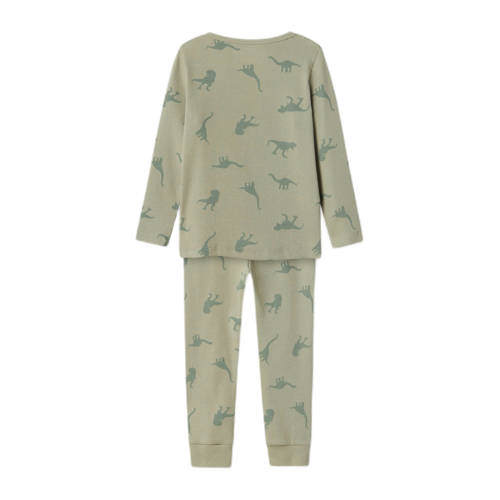 name it MINI pyjama NMMNIGHTSET DINO groen Jongens Stretchkatoen Ronde hals 110 116