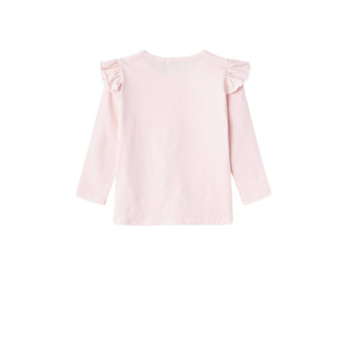 name it MINI Paw Patrol longsleeve NMFJUTTE met printopdruk en ruches zachtroze Meisjes Stretchkatoen Ronde hals 104