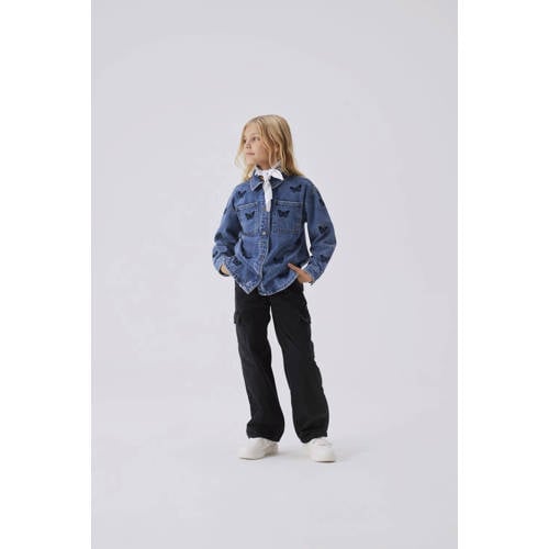 name it KIDS wide leg jeans NKFROSE black Zwart Meisjes Denim Effen 170